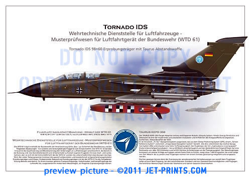 WTD 61 TORNADO IDS 98+60 Erprobungsträger mit TAURUS Abstandswaffe